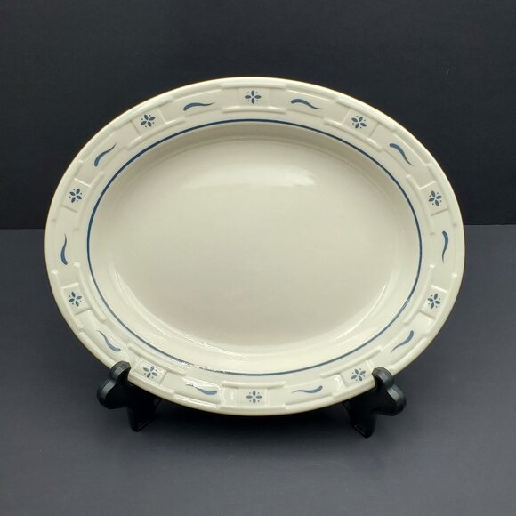 Longaberger Woven Traditions Classic Blue Serving Platter Oval Serving Dish - Picture 1 of 5